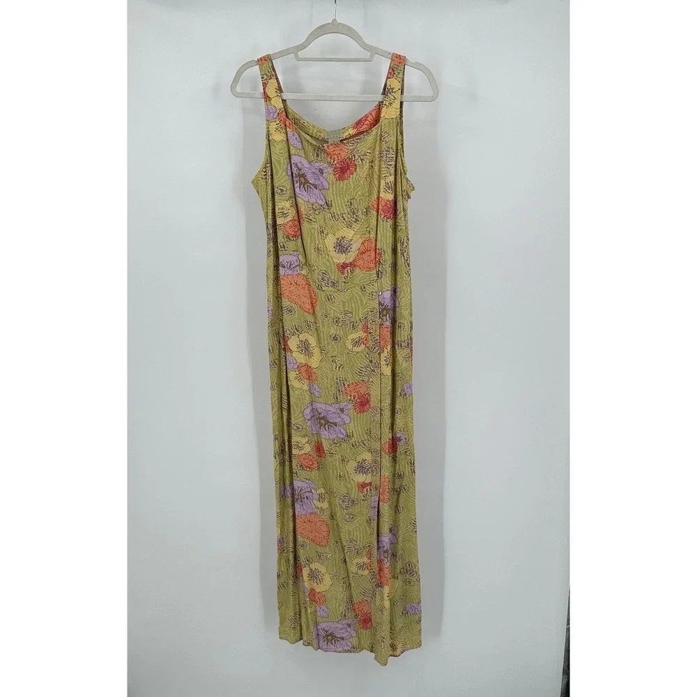 Sigrid Olsen Womens Y2K Boho Floral Maxi Dress Size 12 Cottagecore Botanical Vtg